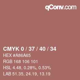 カラーコード: CMYK 0 / 37 / 40 / 34 | qconv.com