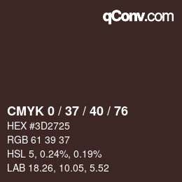 カラーコード: CMYK 0 / 37 / 40 / 76 | qconv.com