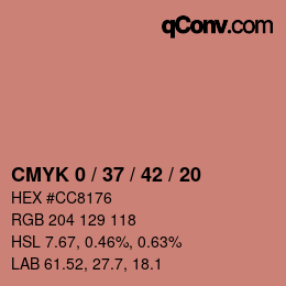 カラーコード: CMYK 0 / 37 / 42 / 20 | qconv.com