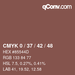 カラーコード: CMYK 0 / 37 / 42 / 48 | qconv.com