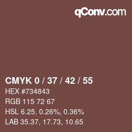 Color code: CMYK 0 / 37 / 42 / 55 | qconv.com
