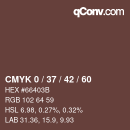 カラーコード: CMYK 0 / 37 / 42 / 60 | qconv.com