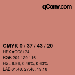 Farbcode: CMYK 0 / 37 / 43 / 20 | qconv.com