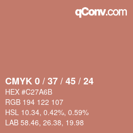 カラーコード: CMYK 0 / 37 / 45 / 24 | qconv.com