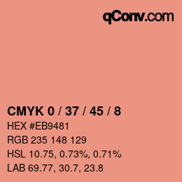 カラーコード: CMYK 0 / 37 / 45 / 8 | qconv.com