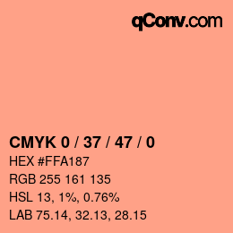 カラーコード: CMYK 0 / 37 / 47 / 0 | qconv.com