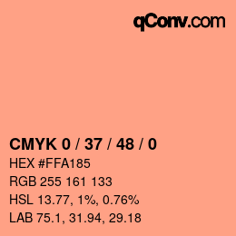 カラーコード: CMYK 0 / 37 / 48 / 0 | qconv.com