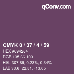 カラーコード: CMYK 0 / 37 / 4 / 59 | qconv.com