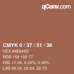 カラーコード: CMYK 0 / 37 / 51 / 38 | qconv.com
