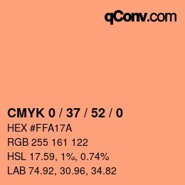 カラーコード: CMYK 0 / 37 / 52 / 0 | qconv.com