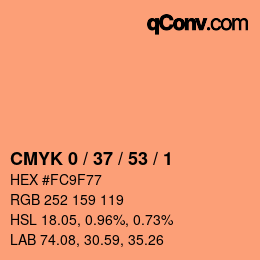 颜色代码: CMYK 0 / 37 / 53 / 1 | qconv.com
