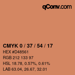 カラーコード: CMYK 0 / 37 / 54 / 17 | qconv.com
