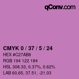 カラーコード: CMYK 0 / 37 / 5 / 24 | qconv.com