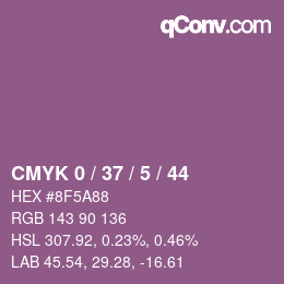 カラーコード: CMYK 0 / 37 / 5 / 44 | qconv.com