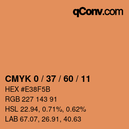 カラーコード: CMYK 0 / 37 / 60 / 11 | qconv.com