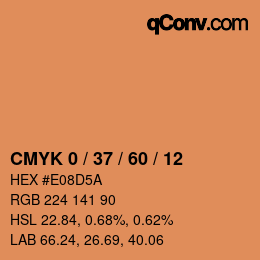 カラーコード: CMYK 0 / 37 / 60 / 12 | qconv.com