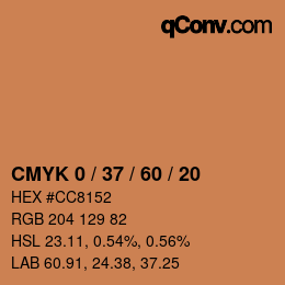 カラーコード: CMYK 0 / 37 / 60 / 20 | qconv.com