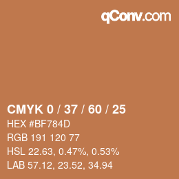 Color code: CMYK 0 / 37 / 60 / 25 | qconv.com