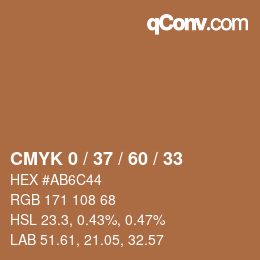 カラーコード: CMYK 0 / 37 / 60 / 33 | qconv.com