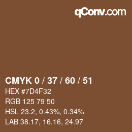 Color code: CMYK 0 / 37 / 60 / 51 | qconv.com