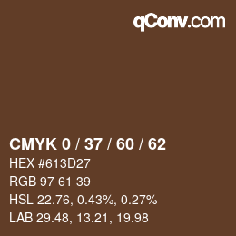 カラーコード: CMYK 0 / 37 / 60 / 62 | qconv.com