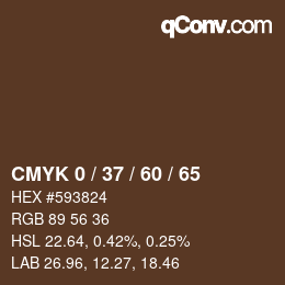 カラーコード: CMYK 0 / 37 / 60 / 65 | qconv.com