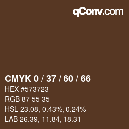 カラーコード: CMYK 0 / 37 / 60 / 66 | qconv.com