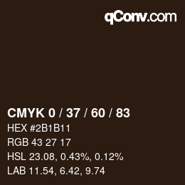 カラーコード: CMYK 0 / 37 / 60 / 83 | qconv.com