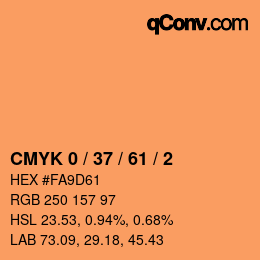 カラーコード: CMYK 0 / 37 / 61 / 2 | qconv.com