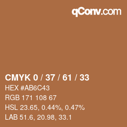 カラーコード: CMYK 0 / 37 / 61 / 33 | qconv.com