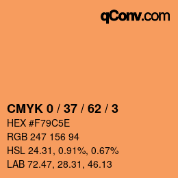 カラーコード: CMYK 0 / 37 / 62 / 3 | qconv.com