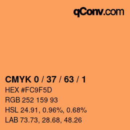 カラーコード: CMYK 0 / 37 / 63 / 1 | qconv.com