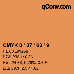 カラーコード: CMYK 0 / 37 / 63 / 9 | qconv.com