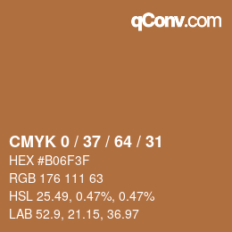 カラーコード: CMYK 0 / 37 / 64 / 31 | qconv.com