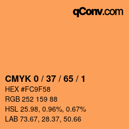 カラーコード: CMYK 0 / 37 / 65 / 1 | qconv.com