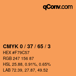 カラーコード: CMYK 0 / 37 / 65 / 3 | qconv.com