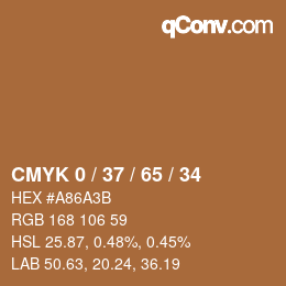 カラーコード: CMYK 0 / 37 / 65 / 34 | qconv.com