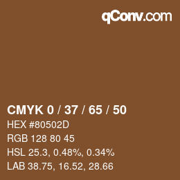 カラーコード: CMYK 0 / 37 / 65 / 50 | qconv.com