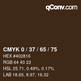 カラーコード: CMYK 0 / 37 / 65 / 75 | qconv.com
