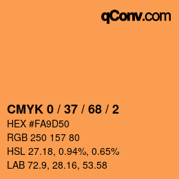 颜色代码: CMYK 0 / 37 / 68 / 2 | qconv.com