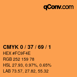 カラーコード: CMYK 0 / 37 / 69 / 1 | qconv.com