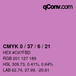 カラーコード: CMYK 0 / 37 / 6 / 21 | qconv.com