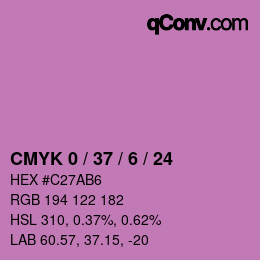 カラーコード: CMYK 0 / 37 / 6 / 24 | qconv.com