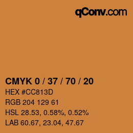 カラーコード: CMYK 0 / 37 / 70 / 20 | qconv.com