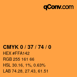 カラーコード: CMYK 0 / 37 / 74 / 0 | qconv.com