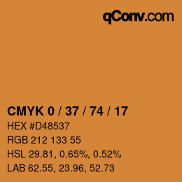 カラーコード: CMYK 0 / 37 / 74 / 17 | qconv.com
