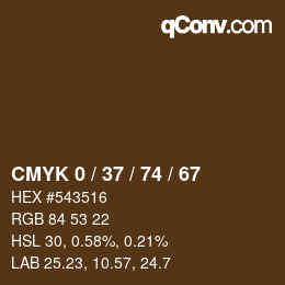 カラーコード: CMYK 0 / 37 / 74 / 67 | qconv.com