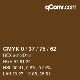 カラーコード: CMYK 0 / 37 / 75 / 62 | qconv.com