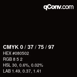カラーコード: CMYK 0 / 37 / 75 / 97 | qconv.com