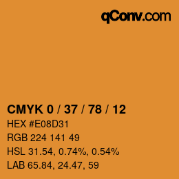 カラーコード: CMYK 0 / 37 / 78 / 12 | qconv.com